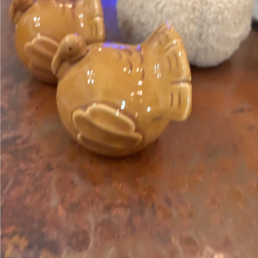 Pottery Barn Golden Ceramic Turkey Salt & Pepper Set